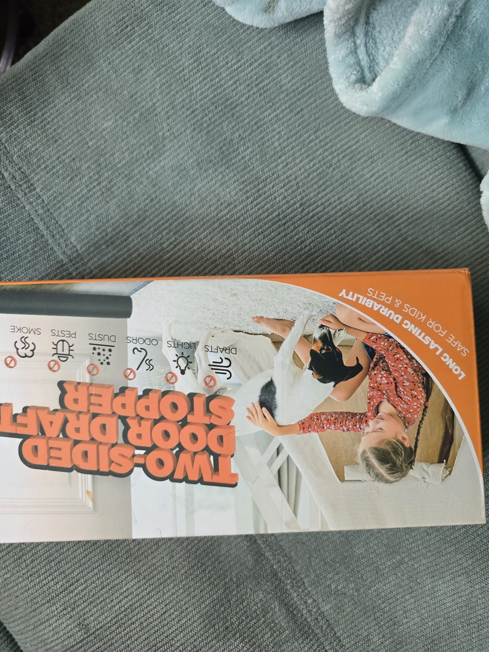 Two-Sided Door Draft Stopper - Orange Accents